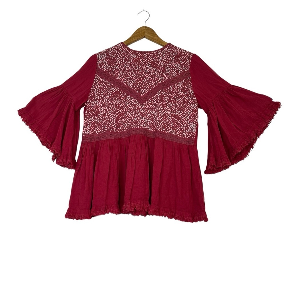 Umgee casual Red Blouse with Flared Sleeves in Size S-M
